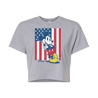Disney's Mickey Mouse Juniors' American Flag Cropped Tee