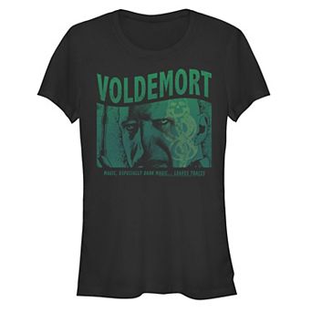 Juniors' Harry Potter Voldemort Dark Magic Leaves Traces Fitted Graphic Tee