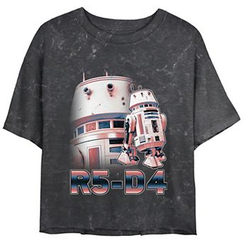 Juniors' The Mandalorian R5 D4 Mineral Wash Graphic Tee