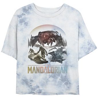 Juniors' The Mandalorian Alamites Bombard Wash Graphic Tee