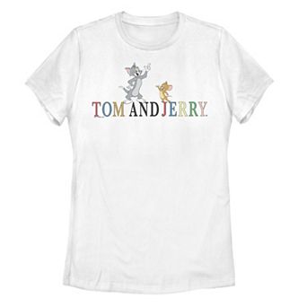Juniors' Tom And Jerry Colorful Logo Graphic Tee