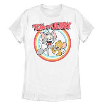 Juniors' Tom And Jerry Colorful Circle Badge Graphic Tee