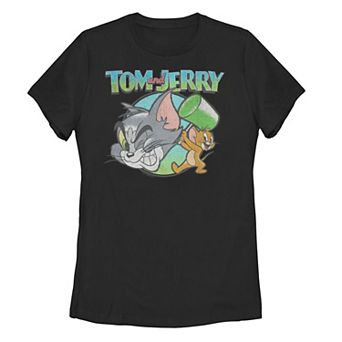 Juniors' Tom And Jerry Whacking Tom Graphic Tee