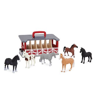 Terra by Battat Carry & Go Wooden Horse Stable Playset