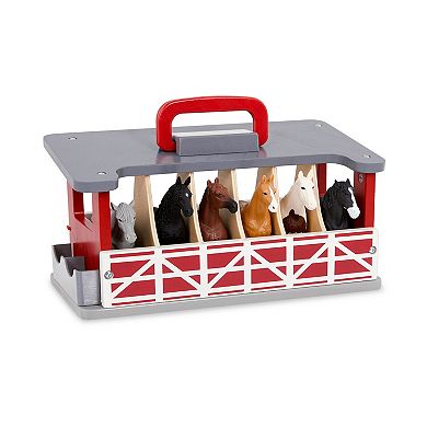 Terra by Battat Carry & Go Wooden Horse Stable Playset