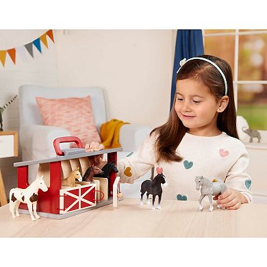 Terra by Battat Carry & Go Wooden Horse Stable Playset