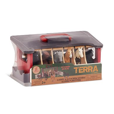 Terra by Battat Carry & Go Wooden Horse Stable Playset