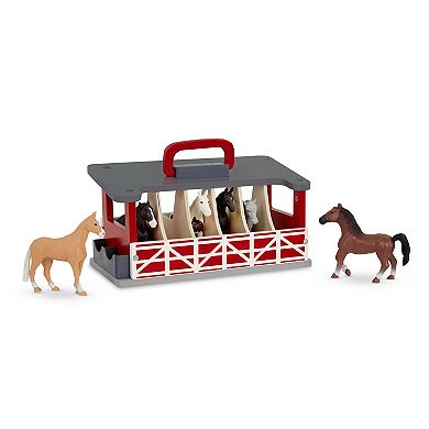 Terra by Battat Carry & Go Wooden Horse Stable Playset