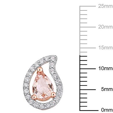 Stella Grace 18K Rose Gold over Sterling Silver Morganite & White Topaz Teardrop Stud Earrings
