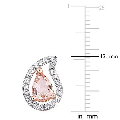 Stella Grace 18K Rose Gold over Sterling Silver Morganite & White Topaz Teardrop Stud Earrings