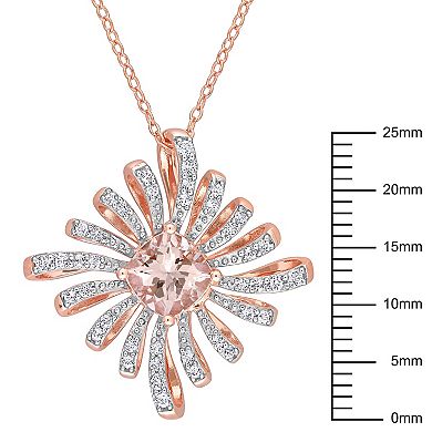 Stella Grace 18K Rose Gold over Sterling Silver Morganite & White Topaz Spike Pendant Necklace