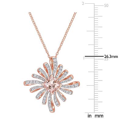 Stella Grace 18K Rose Gold over Sterling Silver Morganite & White Topaz Spike Pendant Necklace