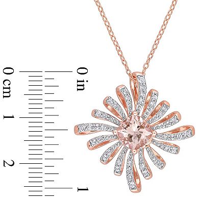 Stella Grace 18K Rose Gold over Sterling Silver Morganite & White Topaz Spike Pendant Necklace