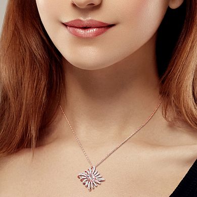 Stella Grace 18K Rose Gold over Sterling Silver Morganite & White Topaz Spike Pendant Necklace