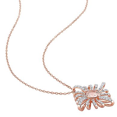 Stella Grace 18K Rose Gold over Sterling Silver Morganite & White Topaz Spike Pendant Necklace