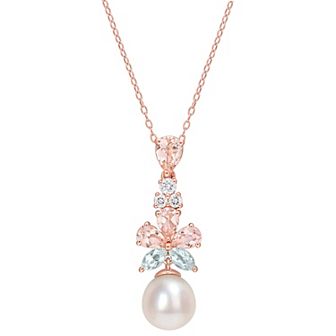 Stella Grace 18K Gold Plated Sterling Silver Multi-Gemstone & Freshwater Cultured Pearl Pendant Necklace