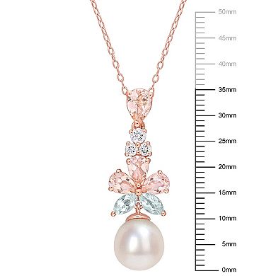 Stella Grace 18K Gold Plated Sterling Silver Multi-Gemstone & Freshwater Cultured Pearl Pendant Necklace