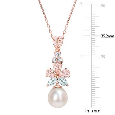 Stella Grace 18K Gold Plated Sterling Silver Multi-Gemstone & Freshwater Cultured Pearl Pendant Necklace