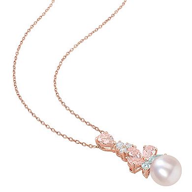 Stella Grace 18K Gold Plated Sterling Silver Multi-Gemstone & Freshwater Cultured Pearl Pendant Necklace