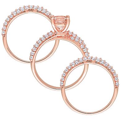 Stella Grace Rose Tone Morganite & Created White Sapphire Bridal Set