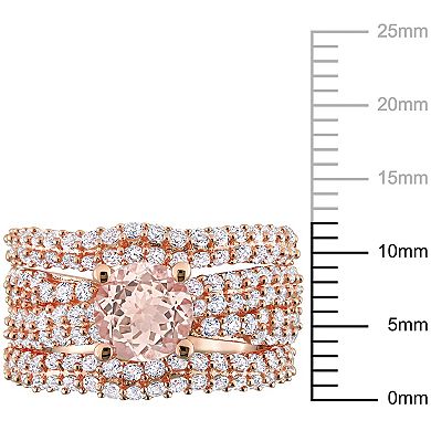 Stella Grace Rose Tone Morganite & Created White Sapphire Bridal Set