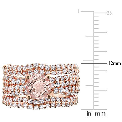 Stella Grace Rose Tone Morganite & Created White Sapphire Bridal Set