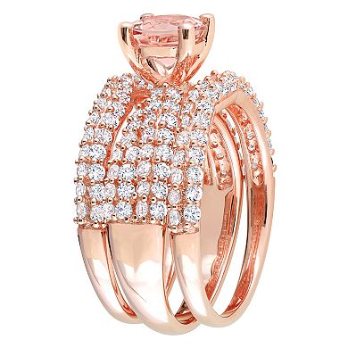 Stella Grace Rose Tone Morganite & Created White Sapphire Bridal Set