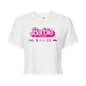 Juniors' Barbie The Movie Vehicles Cropped Tee