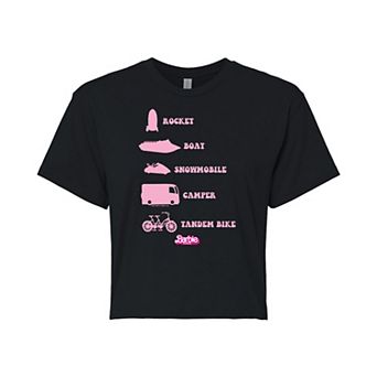 Juniors' Barbie The Movie Vehicles Cropped Tee