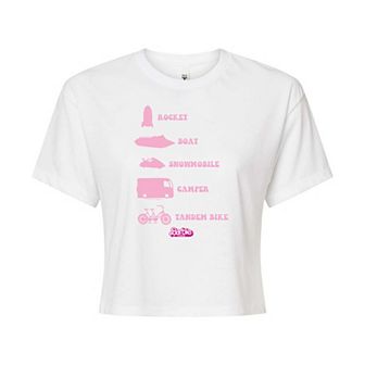 Juniors' Barbie The Movie Vehicles Cropped Tee