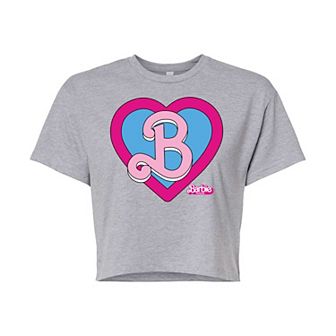 Juniors' Barbie The Movie Heart Cropped Tee