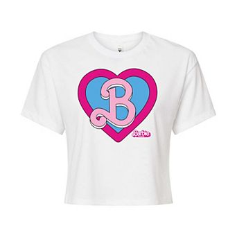Juniors' Barbie The Movie Heart Cropped Tee