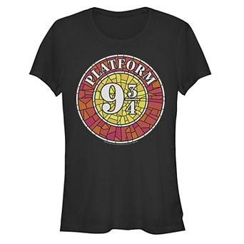 Juniors' Harry Potter Platform 9 3/4 Stained Glass Graphic Tee