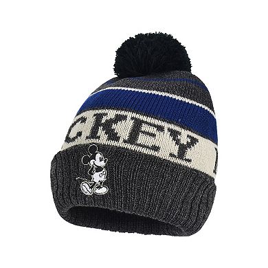 Disney's Mickey Mouse Striped Cuff Pom Beanie