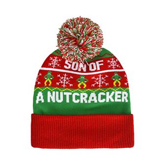 Elf Son of a Nutcracker Fair Isle Knit Pompom Beanie