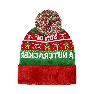 Elf Son of a Nutcracker Fair Isle Knit Pompom Beanie