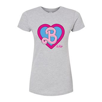 Juniors' Barbie The Movie Heart Crest Fitted Tee