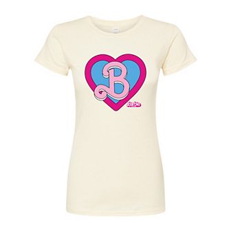 Juniors' Barbie The Movie Heart Crest Fitted Tee