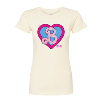 Juniors' Barbie The Movie Heart Crest Fitted Tee