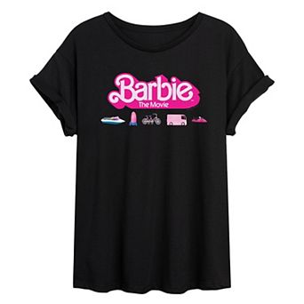 Juniors' Barbie The Movie Vehicles Oversized Tee