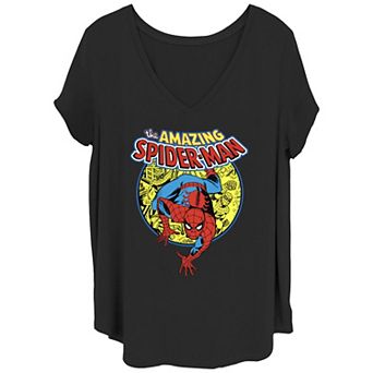 Juniors' Plus Size The Amazing Spiderman Comic Badge Graphic Tee