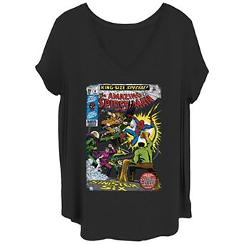 Juniors' Plus Size The Amazing Spiderman Action Comic Cover Graphic Tee