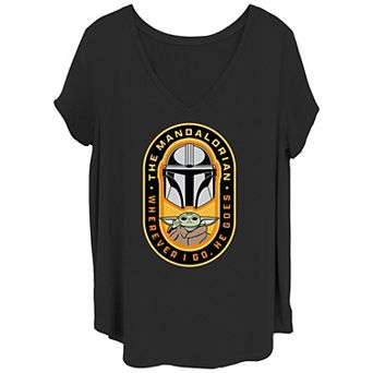 Juniors' Plus Size The Mandalorian Wherever I Go He Goes Graphic Tee