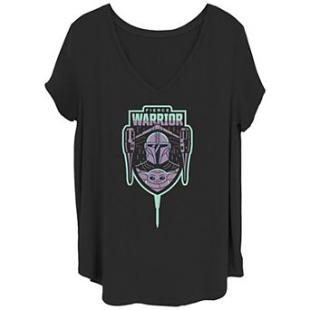 Juniors' Plus Size The Mandalorian Fierce Warrior Badge Graphic Tee