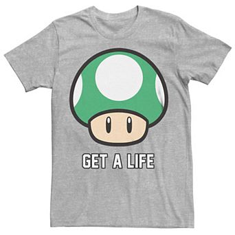 Men's Super Mario Bros 1-UP Mushroom Get a Life Graphic Tee