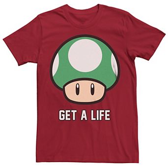 Men's Super Mario Bros 1-UP Mushroom Get a Life Graphic Tee