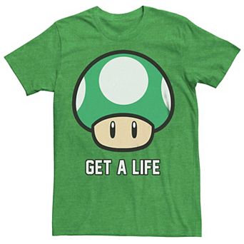 Men's Super Mario Bros 1-UP Mushroom Get a Life Graphic Tee