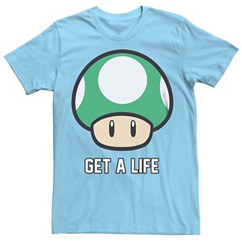 Men's Super Mario Bros 1-UP Mushroom Get a Life Graphic Tee