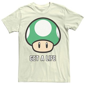 Men's Super Mario Bros 1-UP Mushroom Get a Life Graphic Tee