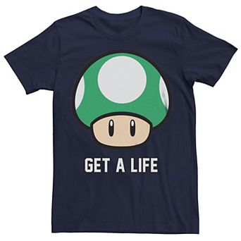 Men's Super Mario Bros 1-UP Mushroom Get a Life Graphic Tee